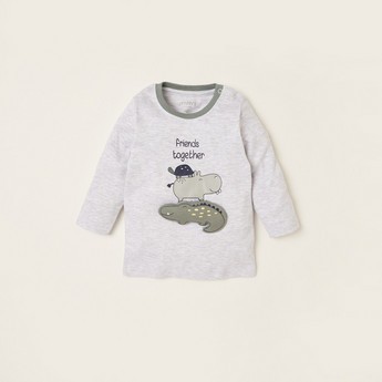 Juniors Safari Print T-shirt and Solid Pyjama Set