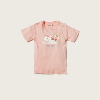 Juniors Unicorn Print Short Sleeve T-shirt and Pyjama Set