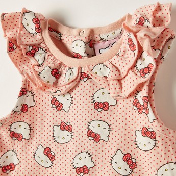 Sanrio Hello Kitty Print Sleeveless Top with Ruffle Detail