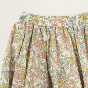 Giggles Floral Print Skirt with Elasticised Waistband