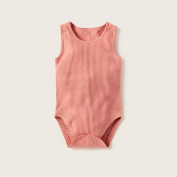 Juniors Textured Sleeveless Bodysuit with Snap Button Closure - Set of 7