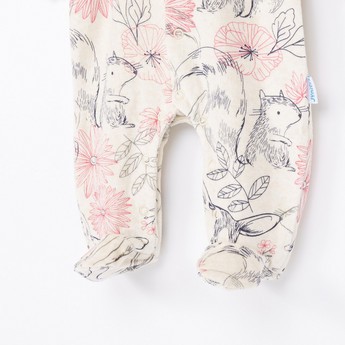 Juniors All-Over Floral Print Closed Feet Sleepsuit with Long Sleeves