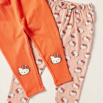 Sanrio Hello Kitty Print Leggings with Elasticised Waist - Set of 2