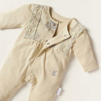 Giggles Embroidered Closed Feet Sleepsuit with Long Sleeves