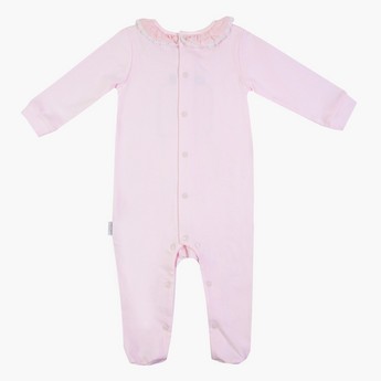 Giggles Applique Detailed Closed Feet Sleepsuit with Long Sleeves