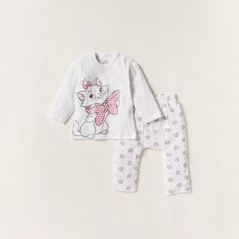 Disney Marie Print T-shirt with Full Length Pyjamas - Set of 2