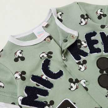 Disney Mickey Mouse Print Sleepsuit with Long Sleeves