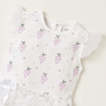 Juniors Printed Romper with Ruffle Detail