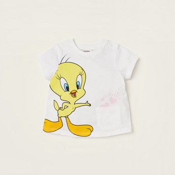 Tweety Print T-shirt with Short Sleeves - Set of 2