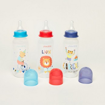 Juniors Printed 3-Piece Feeding Bottle Set - 250 ml