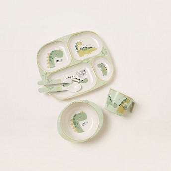 Juniors Dinosaur Print 5-Piece Dinner Set