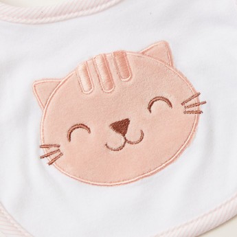 Juniors Cat Embroidery Bib with Press Button Closure