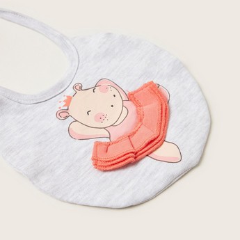 Juniors Hippo Print Bib with Press Button Closure