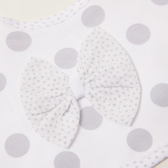 Giggles All-Over Printed Bib with Press Button Closure and Bow Applique