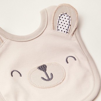 Juniors Bear Applique Detail Bib with Snap Button Closure