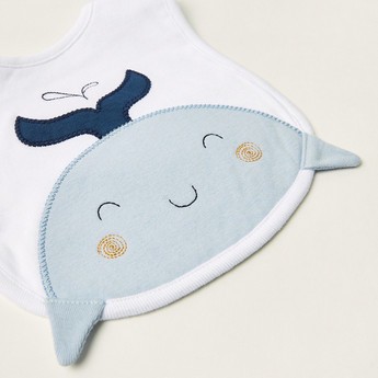 Juniors Whale Embroidered Bib with Button Closure