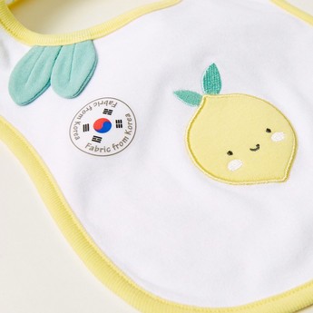 Juniors Printed Bib with Button Closure and Lemon Embroidery