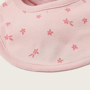 Juniors All-Over Floral Print Bib with Press Button Closure