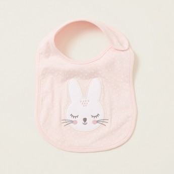 Juniors Bunny Embroidered Bib with Press Button Closure