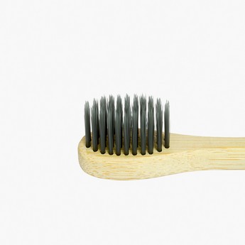 Ionic MSM Charcoal Bamboo Toothbrush with Wooden Handle