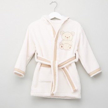 Juniors 4-Piece Hooded Bath Robe Set with Teddy Bear Applique