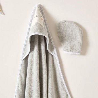 Juniors Hooded Towel and Bath Mitten - 90x75 cms