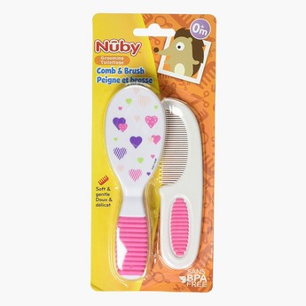 Nuby Heart Print Comb and Brush Set