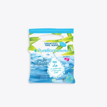 Pureborn Chemical-Free Travel Wipes - 80 Wipes