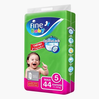 Fine Baby Size 5, Maxi 44-Diapers Jumbo Pack - 11-18 kgs