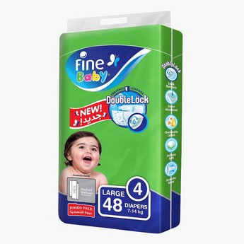 Fine Baby Diaper Junior Size 4 Large 48-Diaper Pack - 7-14 kgs