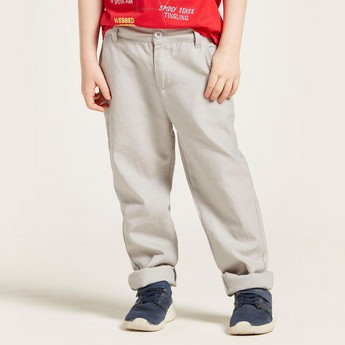 Juniors Solid Pants with Pocket Detail and Belt Loops