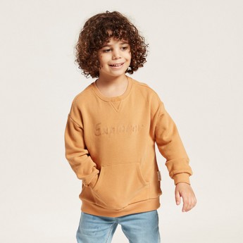 Love Earth Textured Organic Pullover with Long Sleeves and Pockets