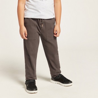 Solid Woven Pants with Drawstring Closure