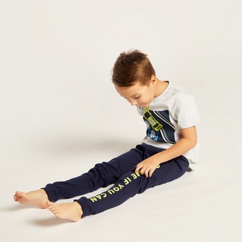 Juniors Printed Crew Neck T-shirt and Pyjama Set