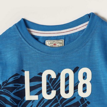 Lee Cooper Printed T-shirt with Crew Neck and Short Sleeves