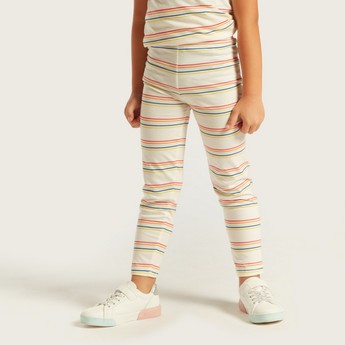 Juniors Striped Leggings with Elasticated Waistband