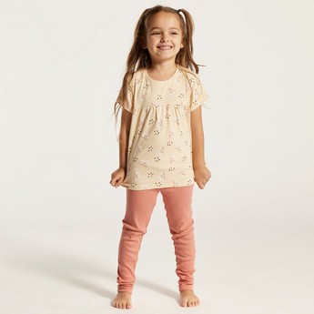 Juniors Printed Short Sleeve Top and Pyjama Set