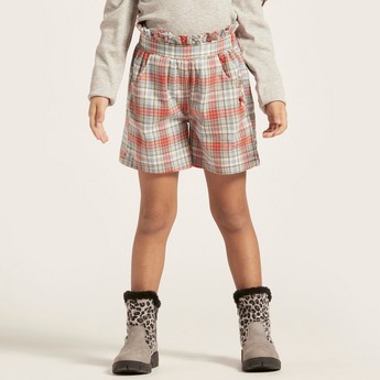 Eligo Chequered Print Shorts with Elasticated Waistband and Pockets