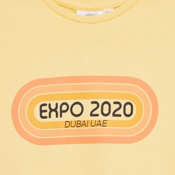 Expo 2020 Graphic Print T-shirt with Round Neck and Short Sleeves