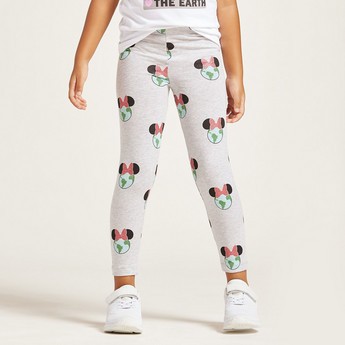 Minnie Mouse Print Leggings with Elasticated Waistband