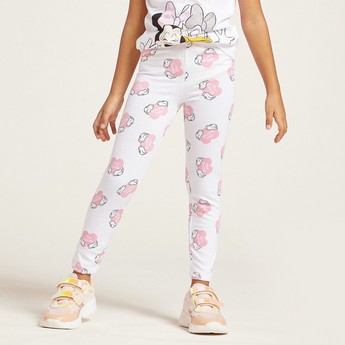 Minnie Mouse Print Leggings with Elasticated Waistband