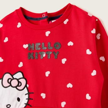 Sanrio Hello Kitty Print Knit Dress with Long Sleeves