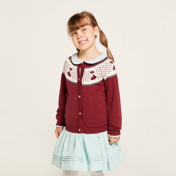 Juniors Textured Cardigan with Long Sleeves