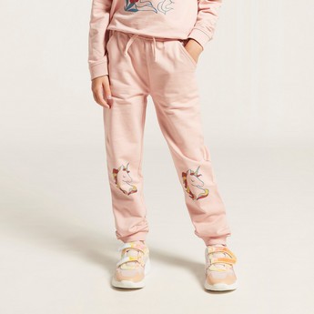 Juniors Unicorn Print Joggers with Drawstring and Pockets