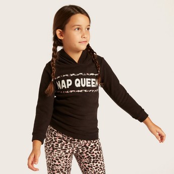 Juniors Hooded T-shirt and Full Length Printed Pyjama Set