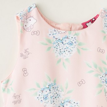 Sanrio Hello Kitty Print Asymmetric Dress with Zip Closure