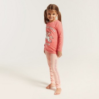 Juniors Graphic Print T-shirt and Pyjamas Set