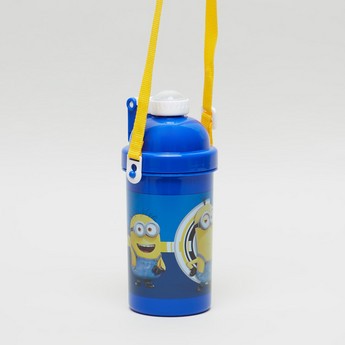 Minions Printed Water Bottle with Flip Cap and Strap