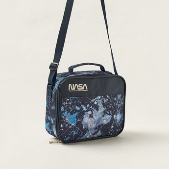 NASA Galaxy Print Lunch Bag with Adjustable Strap and Zip Closure