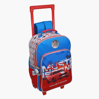 Mustang Printed Trolley Backpack - 14 inches